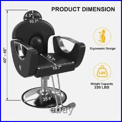 OROFULL Heavy Duty Hydraulic Barber Chair 360 Swivel Reclining Black Silver OROFULL Heavy Duty Hydraulic Barber Chair 360 Swivel Reclining Black Silver