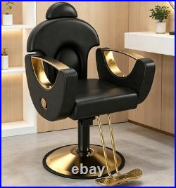 OROFULL Heavy Duty Hydraulic Barber Chair 360° Swivel Reclining Chair Black Gold