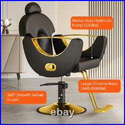 OROFULL Heavy Duty Hydraulic Barber Chair 360° Swivel Reclining Chair Black Gold OROFULL Heavy Duty Hydraulic Barber Chair 360° Swivel Reclining Chair Black Gold