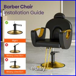 OROFULL Heavy Duty Hydraulic Barber Chair 360° Swivel Reclining Chair Black Gold OROFULL Heavy Duty Hydraulic Barber Chair 360° Swivel Reclining Chair Black Gold