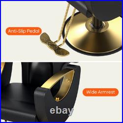 OROFULL Heavy Duty Hydraulic Barber Chair 360° Swivel Reclining Chair Black Gold OROFULL Heavy Duty Hydraulic Barber Chair 360° Swivel Reclining Chair Black Gold