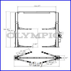 Olympic DELUXE COMMERCIAL XL 9,000 LB 2 Post Overhead Car Lift 5-YEAR WARRANTY