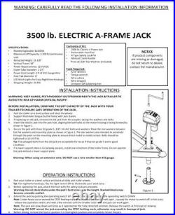 One Heavy-Duty Electric Jack For RVs Campers Boats Trucks Trailers w 3500lb Cap