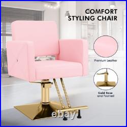 Pink Gold Heavy Duty Hydraulic Barber Chair Hair Styling Salon