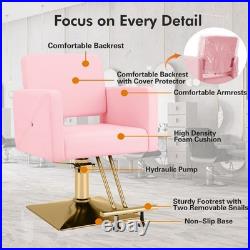 Pink Gold Heavy Duty Hydraulic Barber Chair Hair Styling Salon