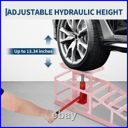 Pink Heavy-Duty Hydraulic Ramps, 5-Ton/11060LB, 2-Pack for Oil Changes & Repairs