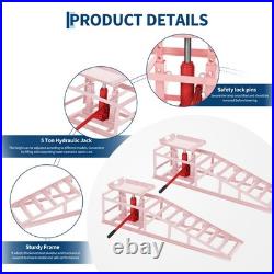 Pink Heavy-Duty Hydraulic Ramps, 5-Ton/11060LB, 2-Pack for Oil Changes & Repairs