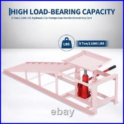 Pink Heavy-Duty Hydraulic Ramps, 5-Ton/11060LB, 2-Pack for Oil Changes & Repairs
