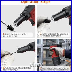 Pneumatic Rivet Gun, 4500LBF Heavy Duty Air Hydraulic Riveter Tool with 4 Interc