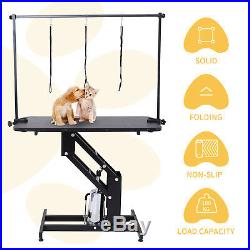 Portable Z-Lift Hydraulic Grooming Table Dog Cat Pet withAdjustable Arm & Noose