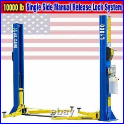 QYS 10,000 lb L1000 Two Post Lift Car Auto Truck Hoist Single Side Safety Unlock
