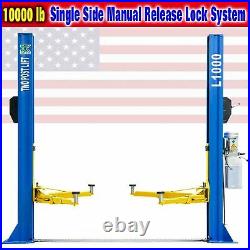 QYS 10,000 lb L1000 Two Post Lift Car Auto Truck Hoist Single Side Safety Unlock