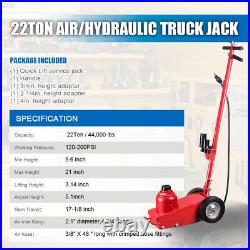 Quick-Lift Air/Hydraulic Service Floor Jack Durable Heavy-Duty Operation 22 Ton