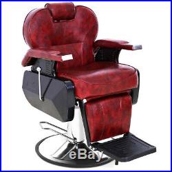 RED Recliner Barber Chair All Purpose Salon Styling Tattoo Heavy Duty Hydraulic