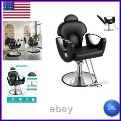 ROWIEP LFY30002BS Reclining Barber Salon Chair 360 Swivel Heavy Duty Hydraulic
