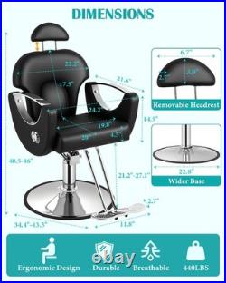 ROWIEP LFY30002BS Reclining Barber Salon Chair 360 Swivel Heavy Duty Hydraulic