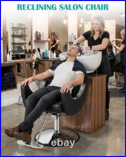 ROWIEP LFY30002BS Reclining Barber Salon Chair 360 Swivel Heavy Duty Hydraulic