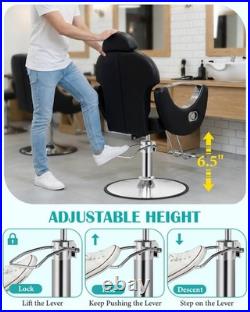 ROWIEP LFY30002BS Reclining Barber Salon Chair 360 Swivel Heavy Duty Hydraulic