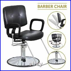 Reclining Barber Chair Heavy Duty Hydraulic Salon Beauty Shampoo Styling Station