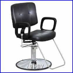 Reclining Barber Chair Heavy Duty Hydraulic Salon Beauty Shampoo Styling Station