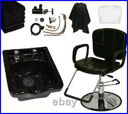 Reclining Hydraulic Barber Chair ABS Shampoo Bowl Sink Salon Spa Hair Equipment