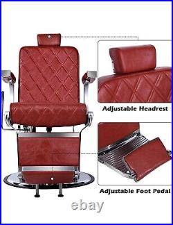 Red Heavy Duty All Purpose Hydraulic Recline Barber Chair Salon Equipment New