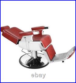 Red Heavy Duty All Purpose Hydraulic Recline Barber Chair Salon Equipment Red