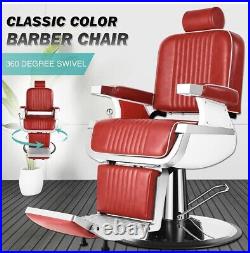Red Heavy Duty All Purpose Hydraulic Recline Barber Chair Salon Equipment Red