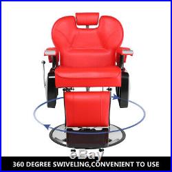 Red Heavy Duty Fashion Hydraulic Barber Chair Recline Salon Beauty Spa Shampoo