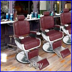 Red Heavy Duty Hydraulic Recline Barber Chair All Purpose Salon Beauty Salon