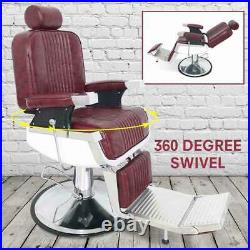 Red Heavy Duty Hydraulic Recline Barber Chair All Purpose Salon Beauty Salon