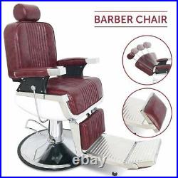 Red Heavy Duty Hydraulic Recline Barber Chair All Purpose Salon Beauty Salon