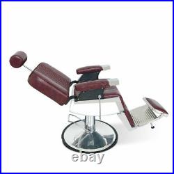 Red Heavy Duty Hydraulic Recline Barber Chair All Purpose Salon Beauty Salon