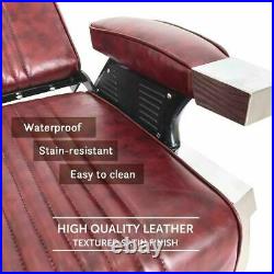 Red Heavy Duty Hydraulic Recline Barber Chair All Purpose Salon Beauty Salon