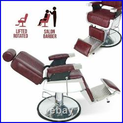 Red Heavy Duty Hydraulic Recline Barber Chair All Purpose Salon Beauty Salon