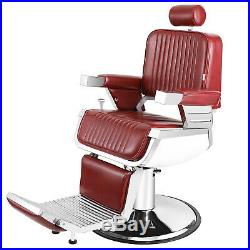 Red Heavy Duty Hydraulic Recline Barber Chair Salon Beauty All Purpose Equipment