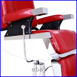 Red Heavy-Duty Recline Hydraulic Salon Chair for Beauty Spa Equipment