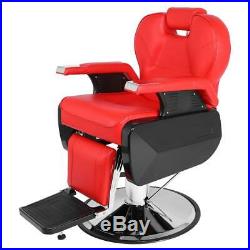Red Reclining Hydraulic Salon Chair Heavy Duty Beauty Spa Shampoo Barber Suplies