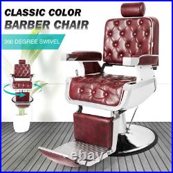 Red Vintage All Purpose Heavy Duty Hydraulic Recliner Barber Chair Beauty Salon