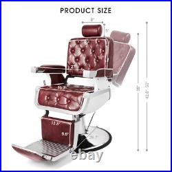 Red Vintage All Purpose Heavy Duty Hydraulic Recliner Barber Chair Beauty Salon