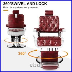 Red Vintage All Purpose Heavy Duty Hydraulic Recliner Barber Chair Beauty Salon