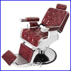 Red Vintage All Purpose Heavy Duty Hydraulic Recliner Barber Chair Beauty Salon