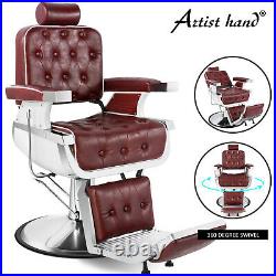 Red Vintage All Purpose Heavy Duty Hydraulic Recliner Barber Chair Salon Beauty