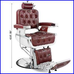 Red Vintage All Purpose Heavy Duty Hydraulic Recliner Barber Chair Salon Beauty