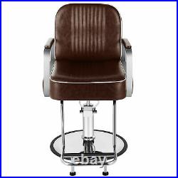 Retro Heavy Duty Hydraulic Barber Chair Salon Beauty Spa Equipment Brown