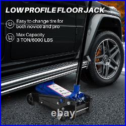 Roomark Low Profile Floor Jack 3 Ton Heavy Steel Single Piston Hydraulic Pump