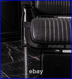 SHER Barber Chair Heavy Duty Hydraulic Recline 450 lbs Matte Black SHER Barber Chair Heavy Duty Hydraulic Recline 450 lbs Matte Black