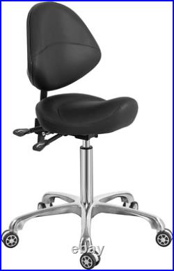 Saddle Stool Chair with Back Support, Heavy-Duty(350Lbs), Hydraulic Rolling