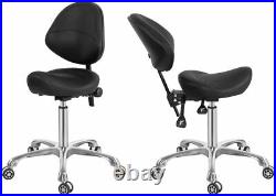 Saddle Stool Chair with Back Support, Heavy-Duty(350Lbs), Hydraulic Rolling