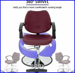 Salon Chair Barber Styling Chair Hydraulic Heavy Duty Swivel Chair BURGUNDY